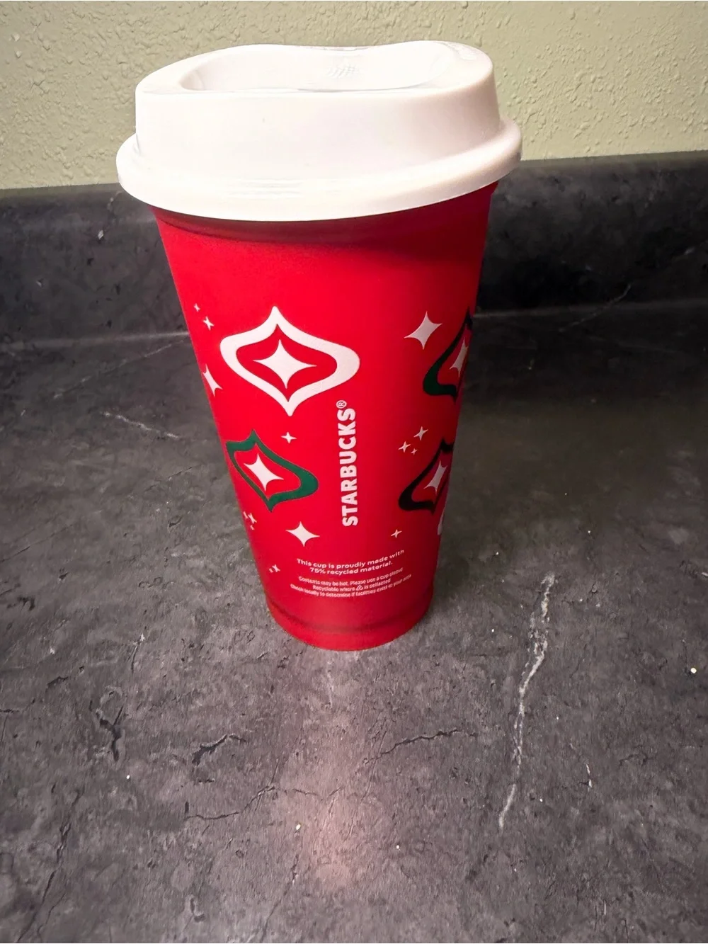 Starbucks Red Cup Day 2023 16 oz Reusable Hot Cup Holiday Christmas Ornament Lid